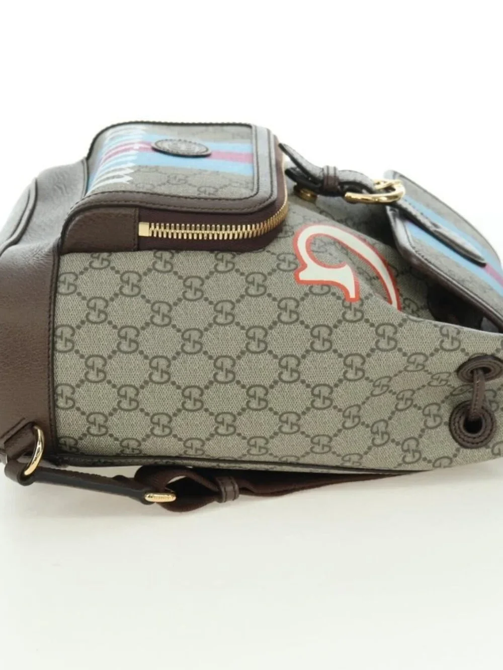 GUCCI GG Supreme Interlocking Backpack PVC Beige Gold 674147 Auth YKZ1279M